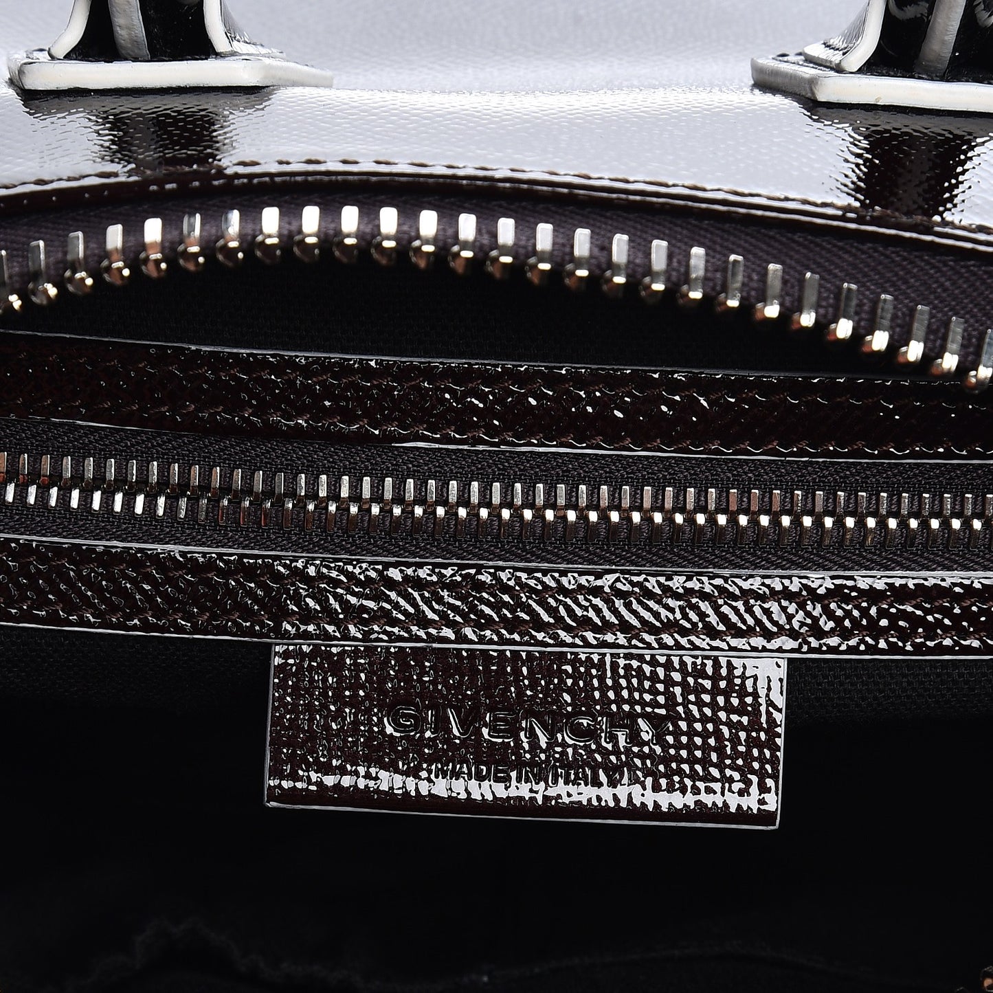 Patent Mini Tri-Color Antigona Black White Brown