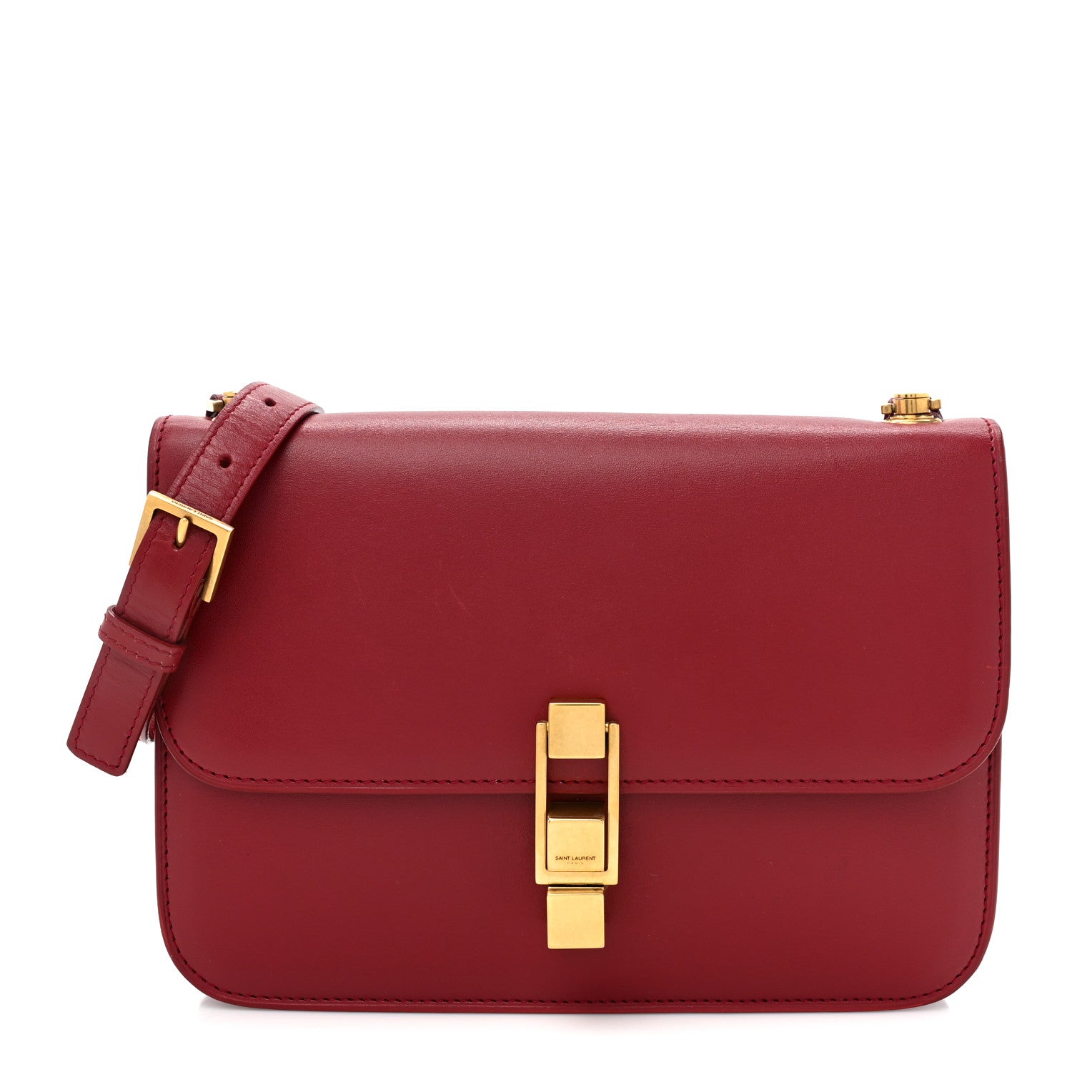 Saint Laurent Box Calfskin Le Carre Satchel Opyum Red 1 of 12