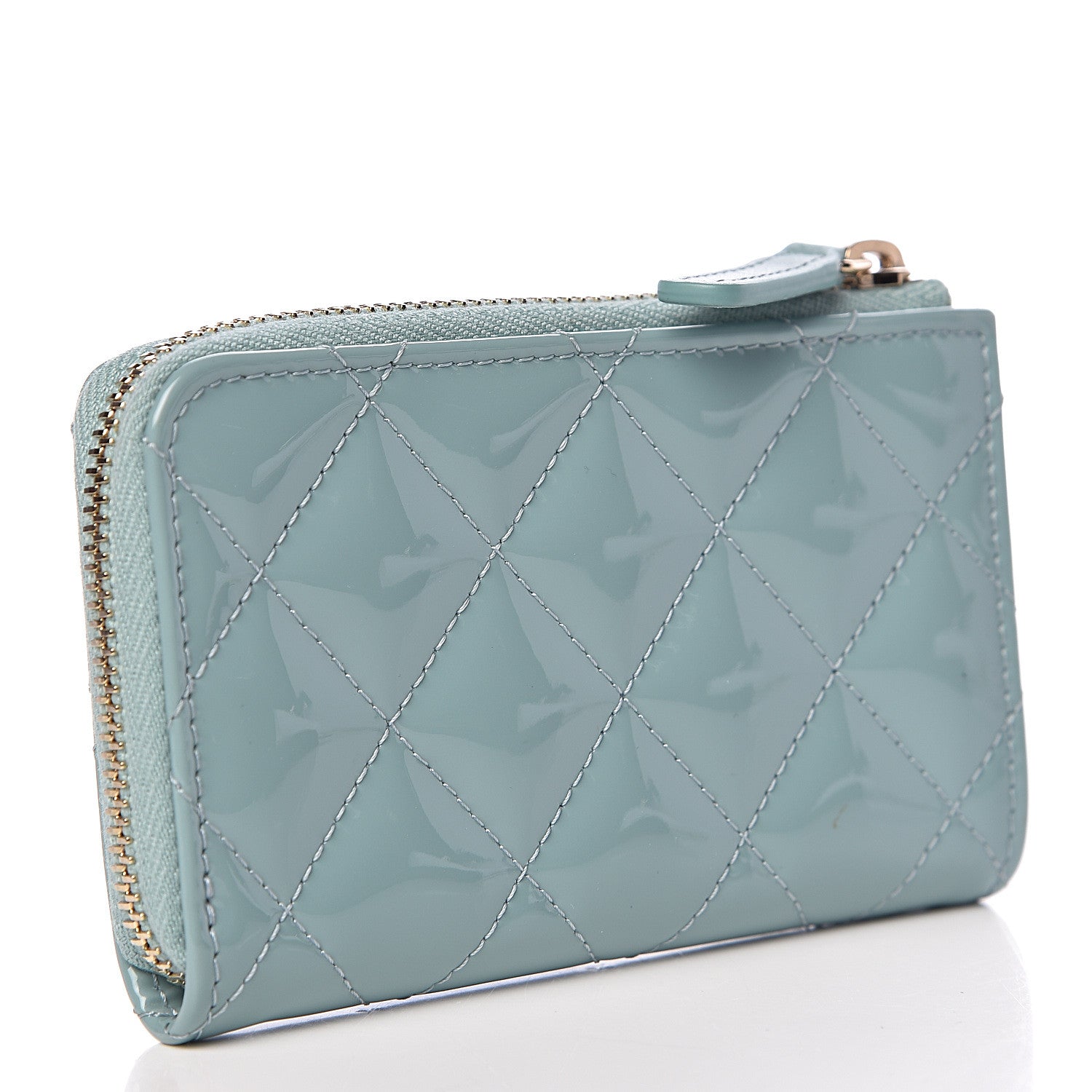 Chanel Patent Quilted Key Holder Case Blue 3 of 8