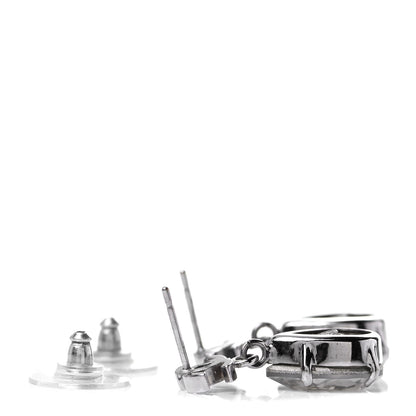 Chanel Crystal CC Tear Drop Earrings Silver 3 of 4
