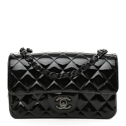 Chanel Patent Calfskin Quilted Mini Rectangular Flap So Black 1 of 10