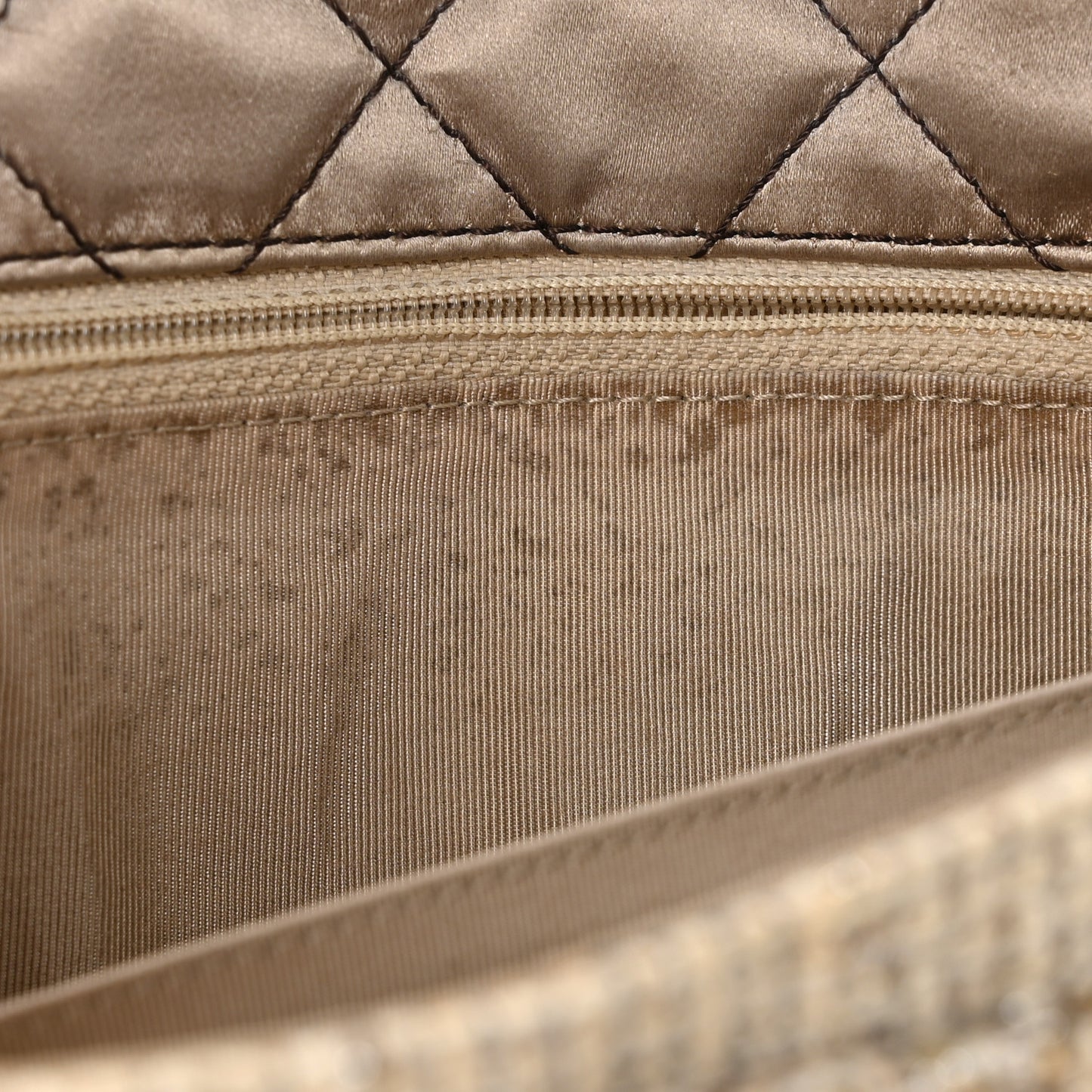 Metallic Tweed Quilted Medium Single Flap Beige Multicolor