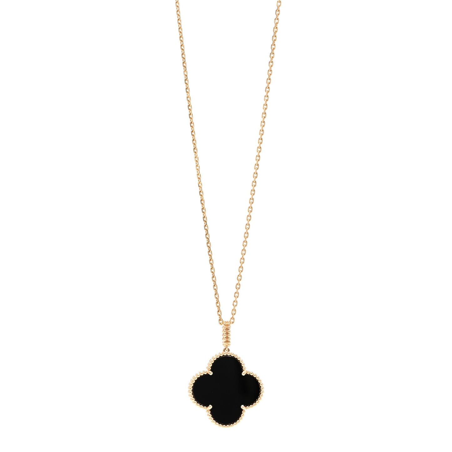 18K Yellow Gold Black Onyx Magic Alhambra Pendant Necklace