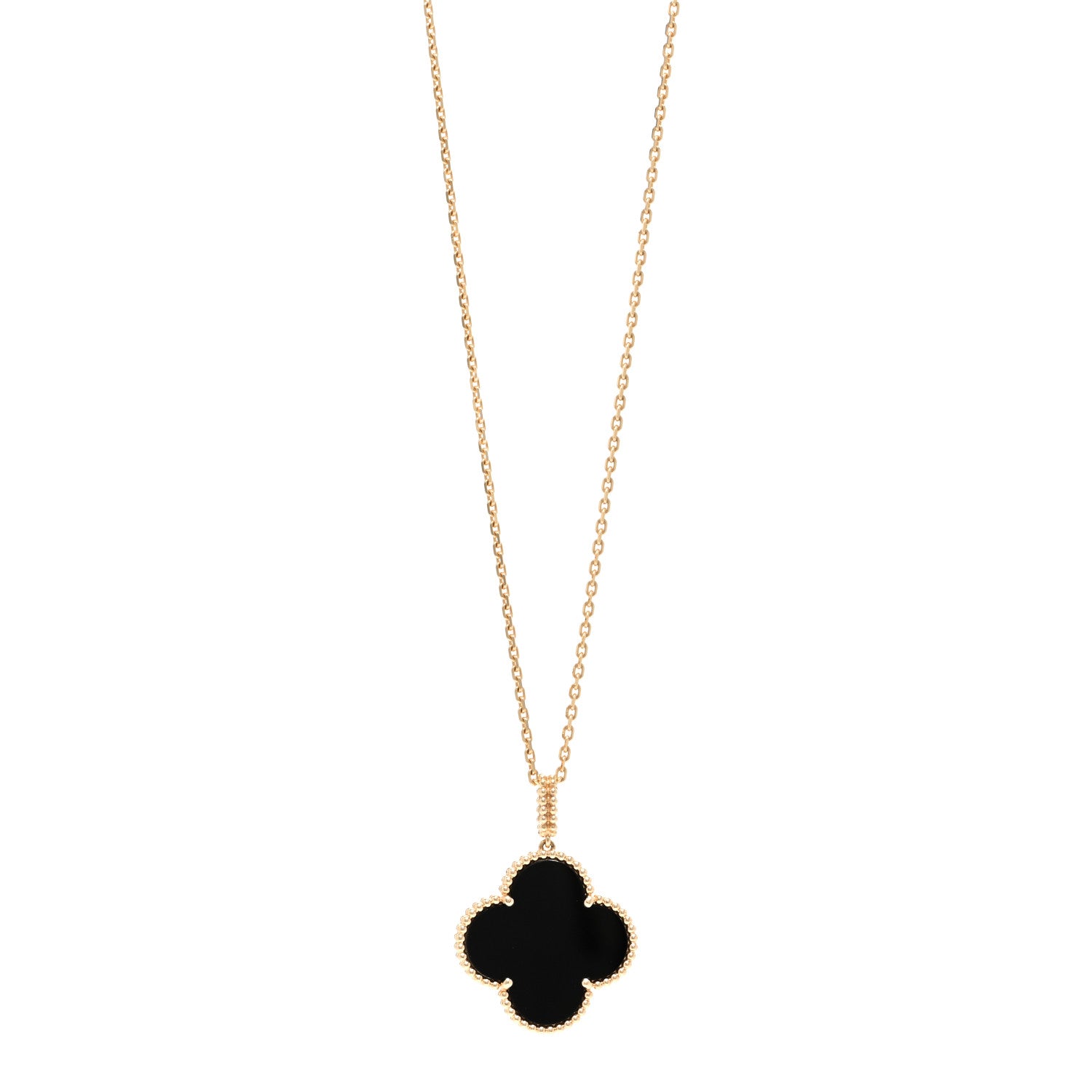 Van Cleef & Arpels 18K Yellow Gold Black Onyx Magic Alhambra Pendant Necklace 1 of 6