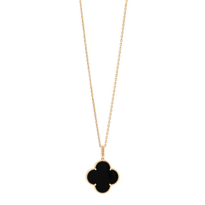 Van Cleef & Arpels 18K Yellow Gold Black Onyx Magic Alhambra Pendant Necklace 1 of 6