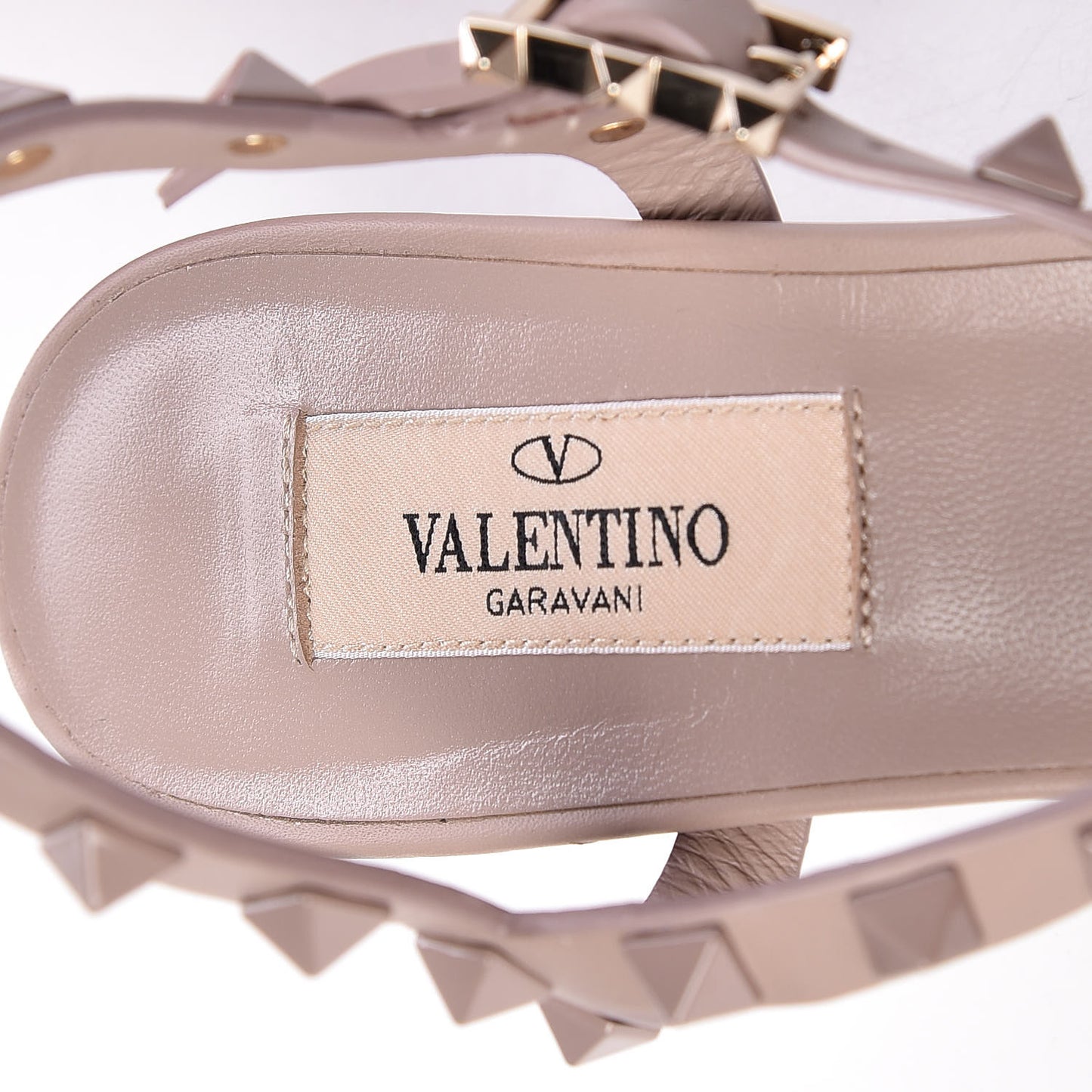 Calfskin Lacquered Monochrome Rockstud 60mm City Sandals 37.5 Poudre