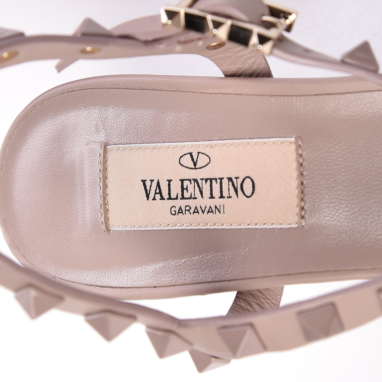 Valentino Garavani Calfskin Lacquered Monochrome Rockstud 60mm City Sandals 37.5 Poudre 6 of 9