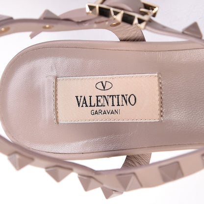 Valentino Garavani Calfskin Lacquered Monochrome Rockstud 60mm City Sandals 37.5 Poudre 6 of 9