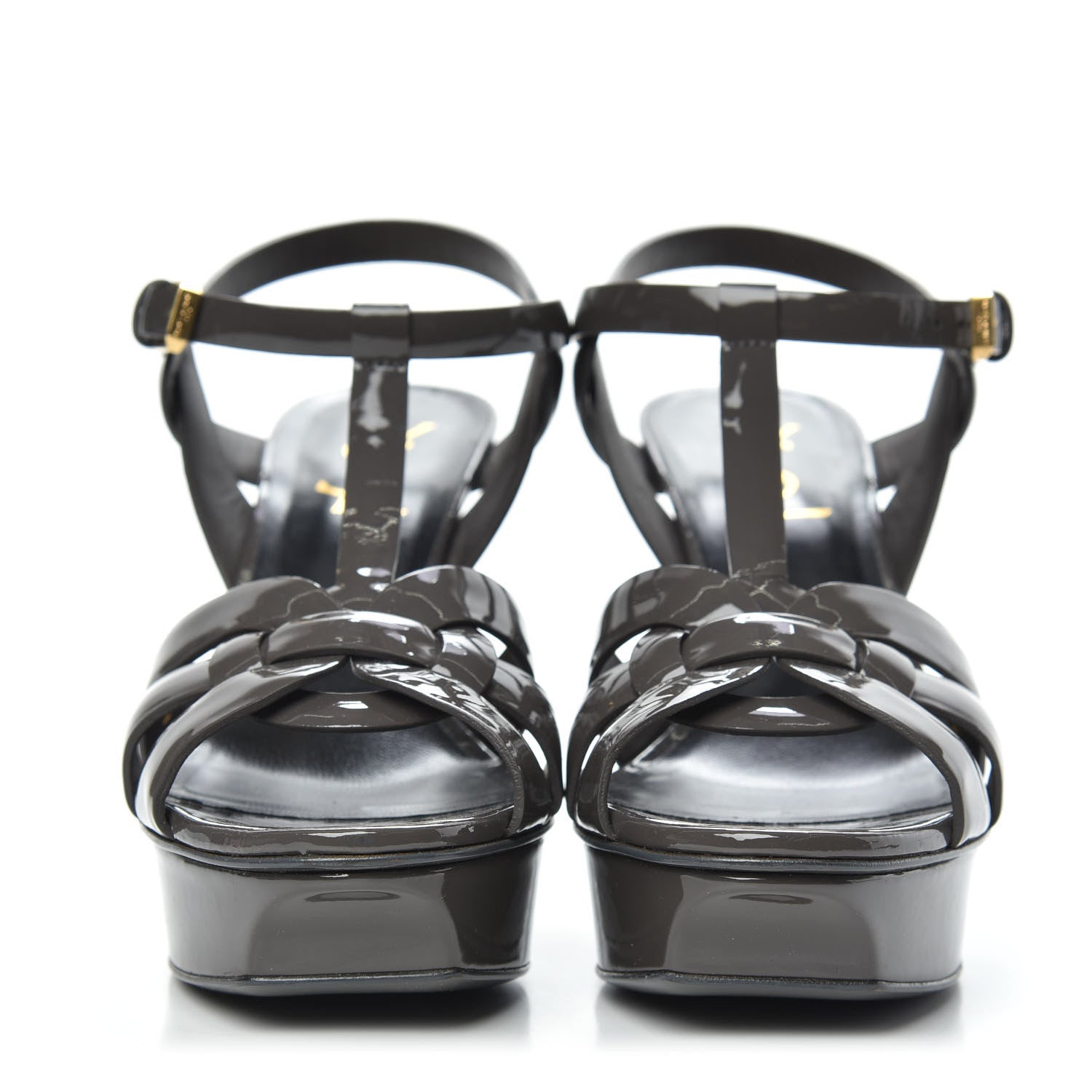 Saint Laurent Patent Tribute 75 Platform Sandals 37 Medium Grey 2 of 11