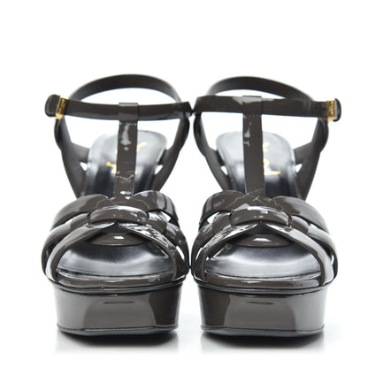 Saint Laurent Patent Tribute 75 Platform Sandals 37 Medium Grey 2 of 11