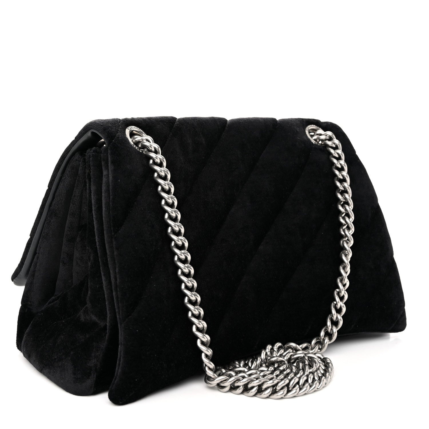 Balenciaga Crushed Velvet Quilted Medium Crush Chain Bag Black 3 of 9