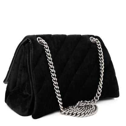 Balenciaga Crushed Velvet Quilted Medium Crush Chain Bag Black 3 of 9
