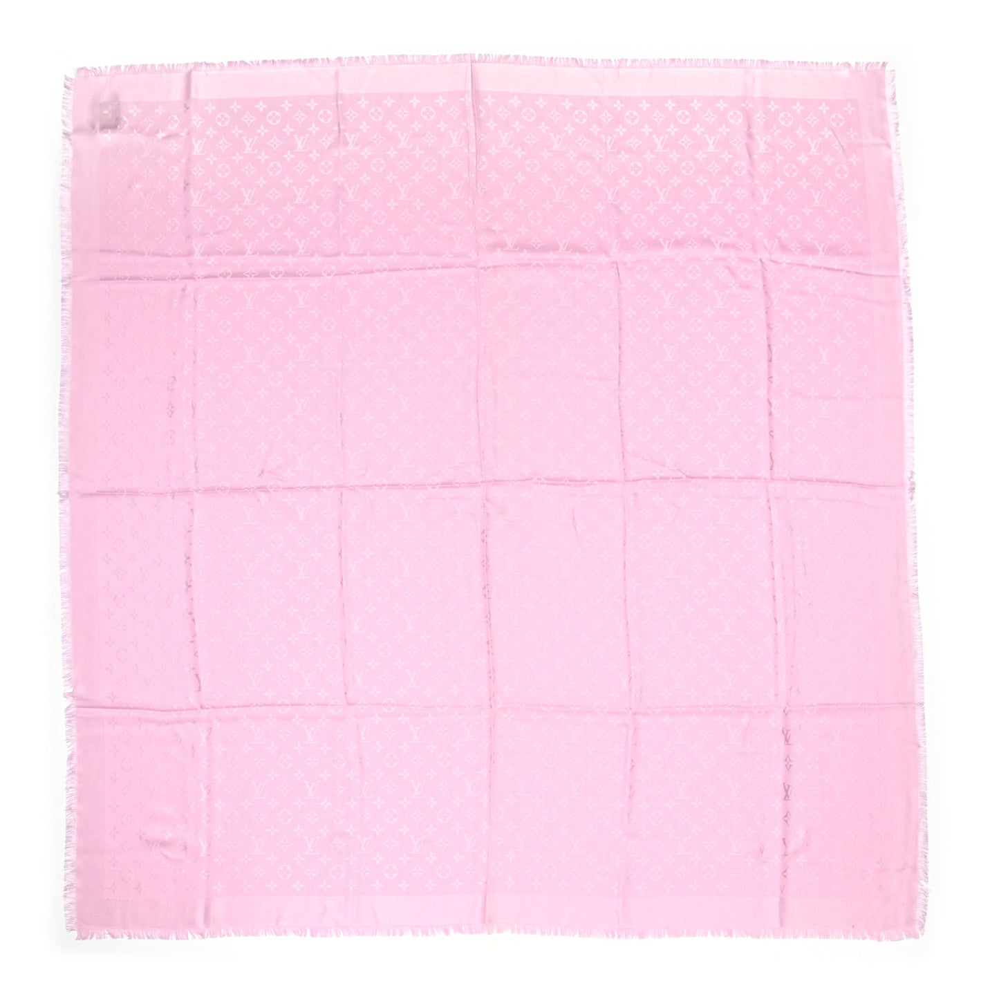 Silk Wool Monogram Shawl Velvet Rose