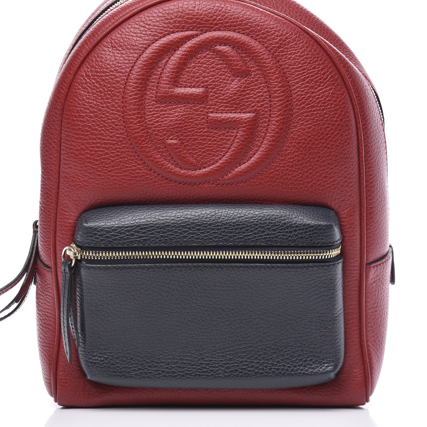 Gucci Pebbled Calfskin Bi-Color Soho Chain Backpack Red Navy 7 of 14