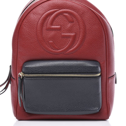Gucci Pebbled Calfskin Bi-Color Soho Chain Backpack Red Navy 7 of 14