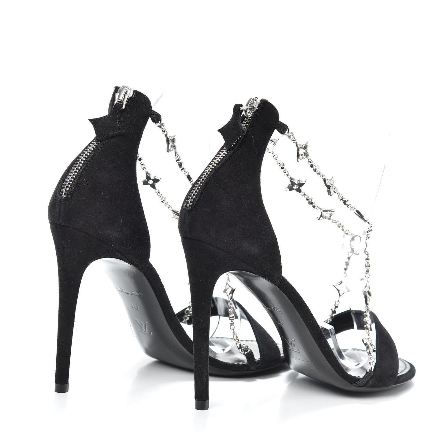 Suede Crystal Overnight Cross Sandals 40 Black