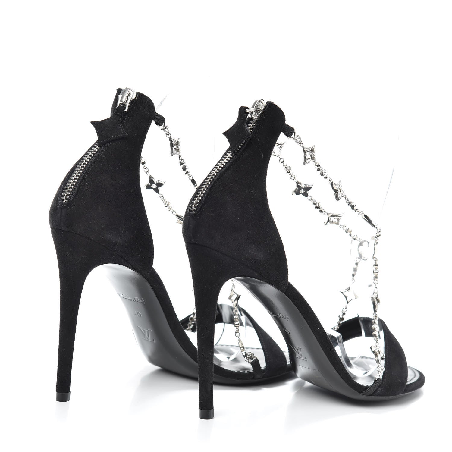 Louis Vuitton Suede Crystal Overnight Cross Sandals 40 Black 4 of 7