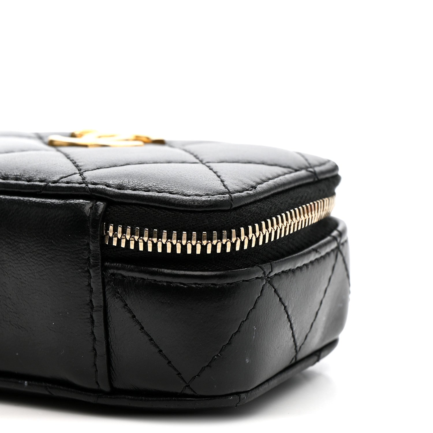 Chanel Lambskin Quilted Mini Lacquered Chain Clutch Black 10 of 10
