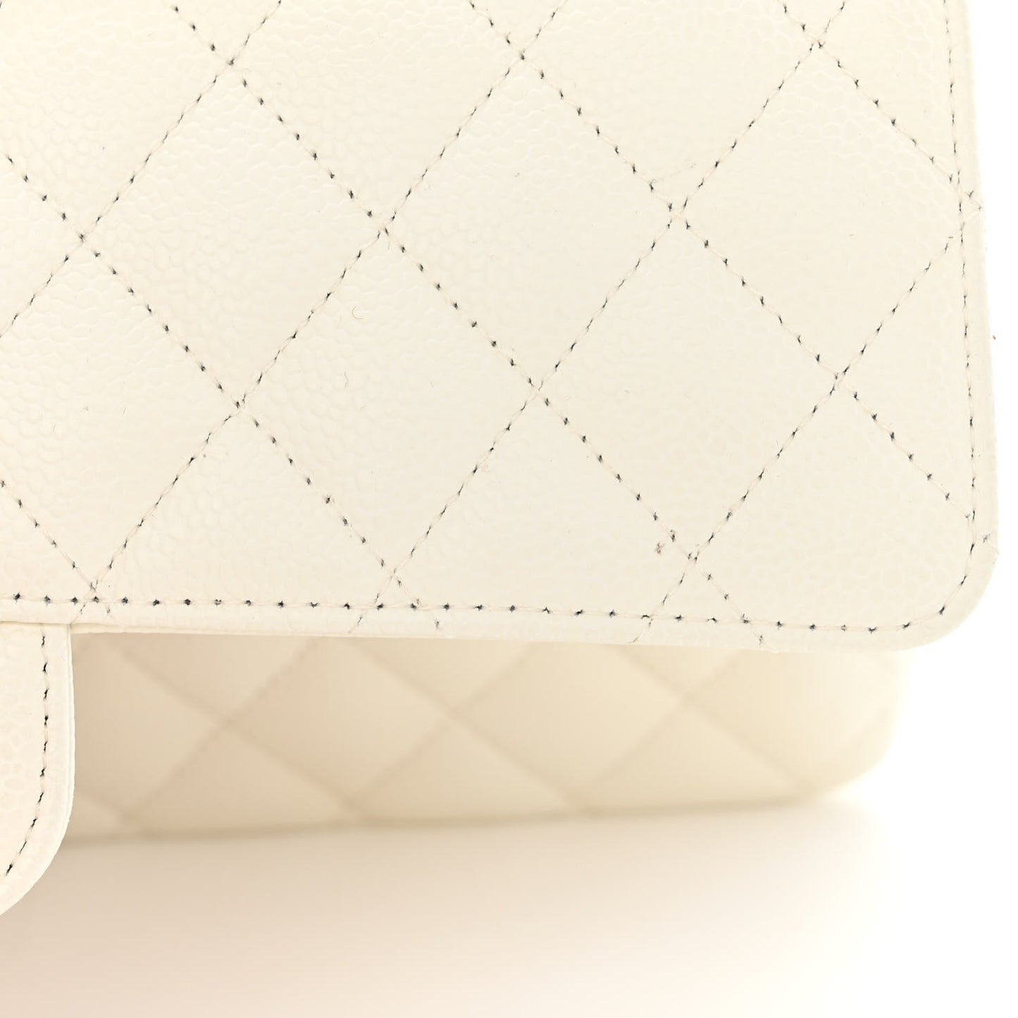 Caviar Quilted Medium Double Flap White
