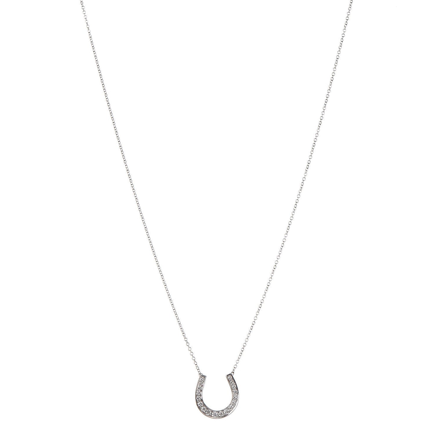 Platinum Diamond Horseshoe Pendant Necklace