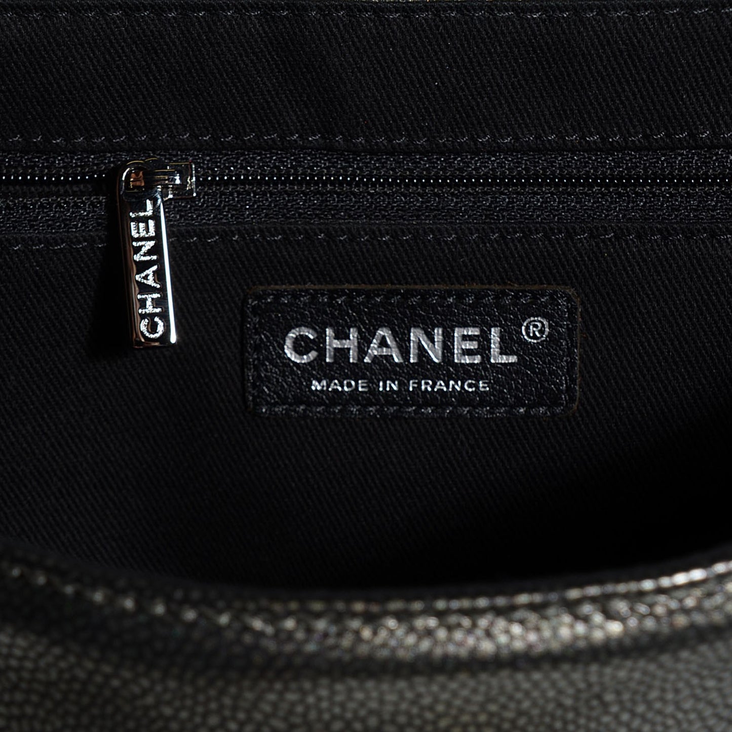 Caviar Half Moon Large Flap Dark Silver