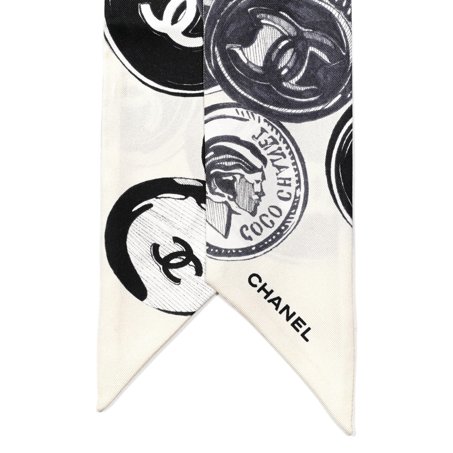 Chanel Silk CC Slim Bandeau Ecru Black 2 of 3
