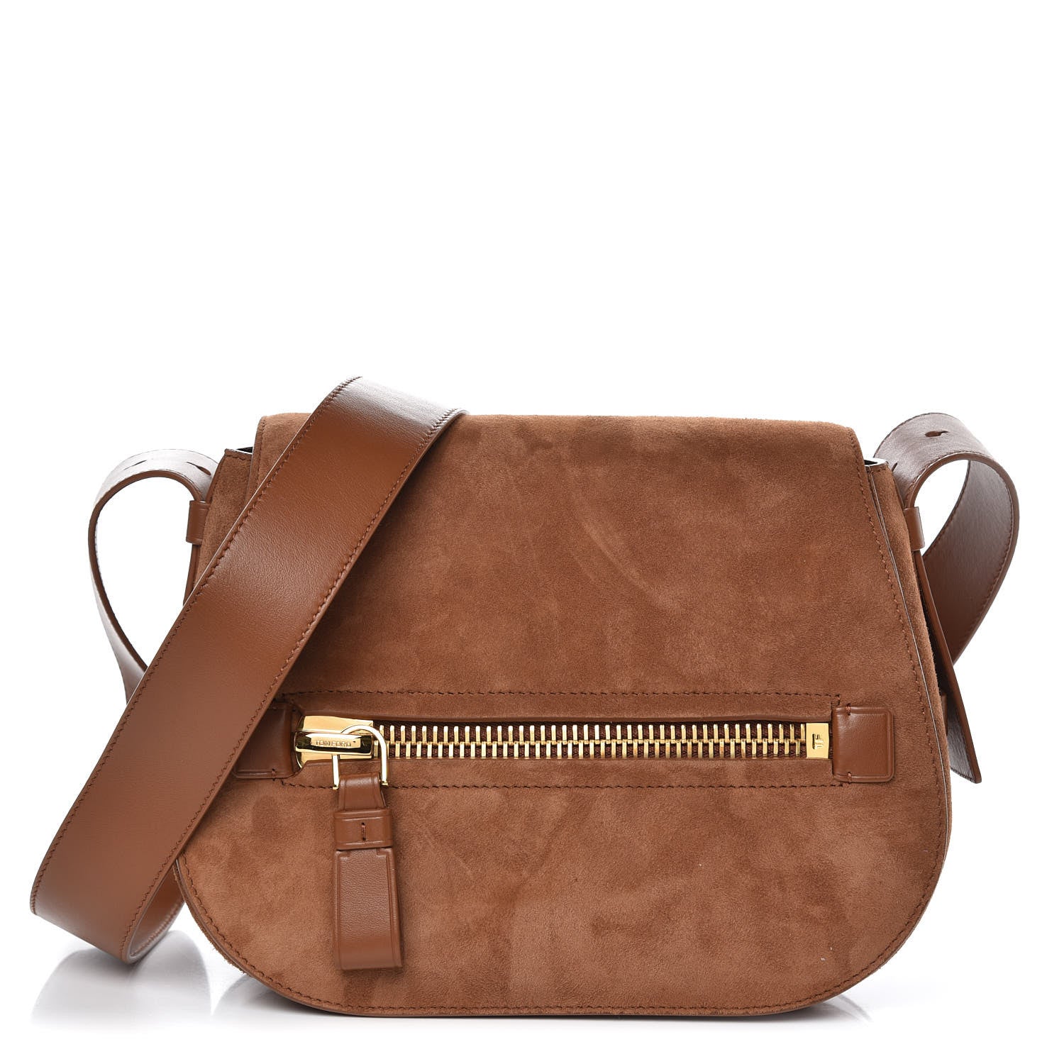 Tom Ford Suede Jennifer Saddle Bag Tobacco 1 of 12