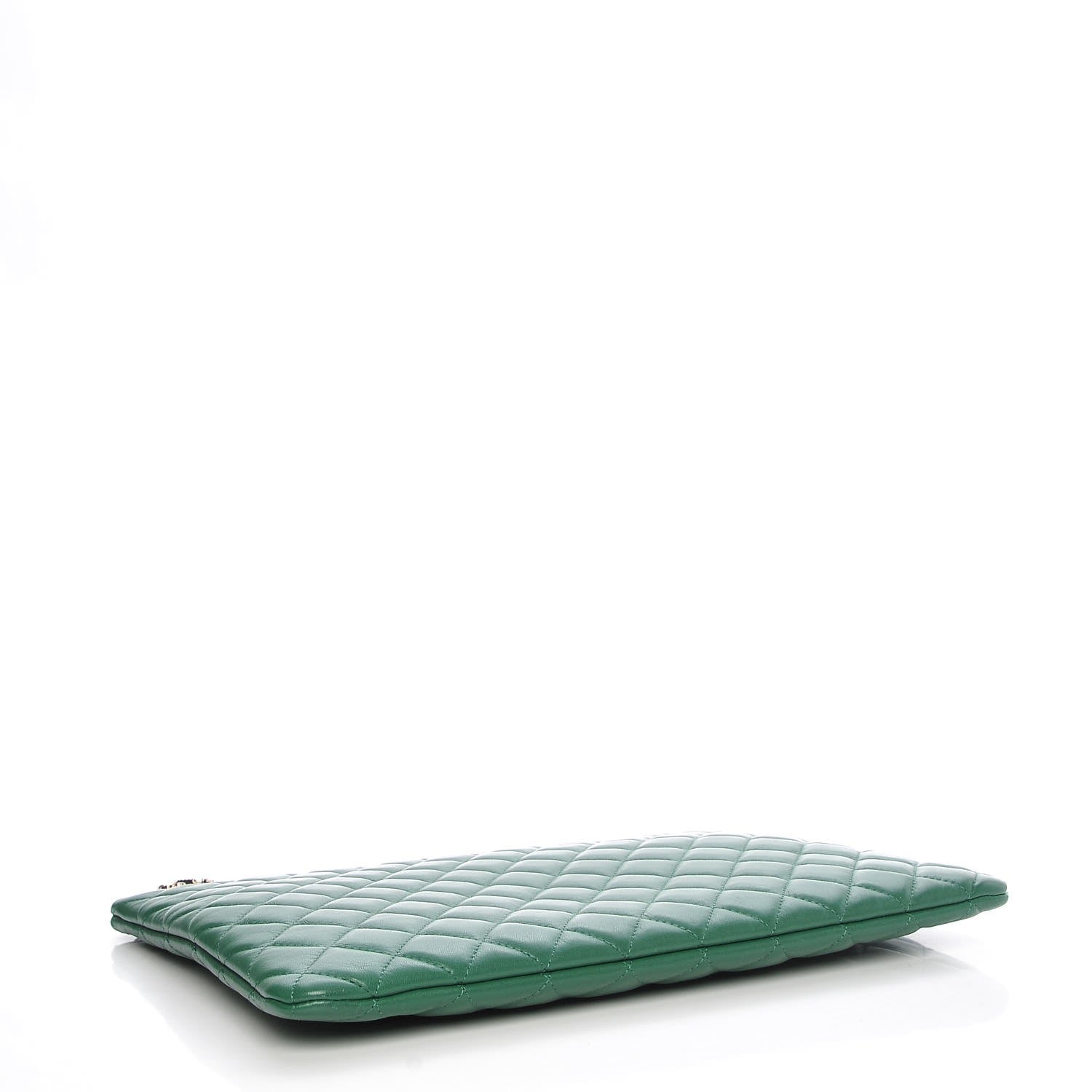 Chanel Lambskin Quilted Large Casino Beauty CC Cosmetic Case Green 4 of 7