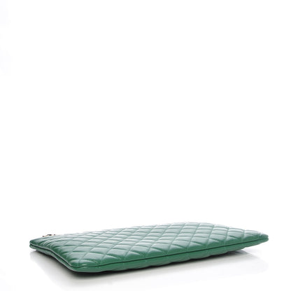 Chanel Lambskin Quilted Large Casino Beauty CC Cosmetic Case Green 4 of 7
