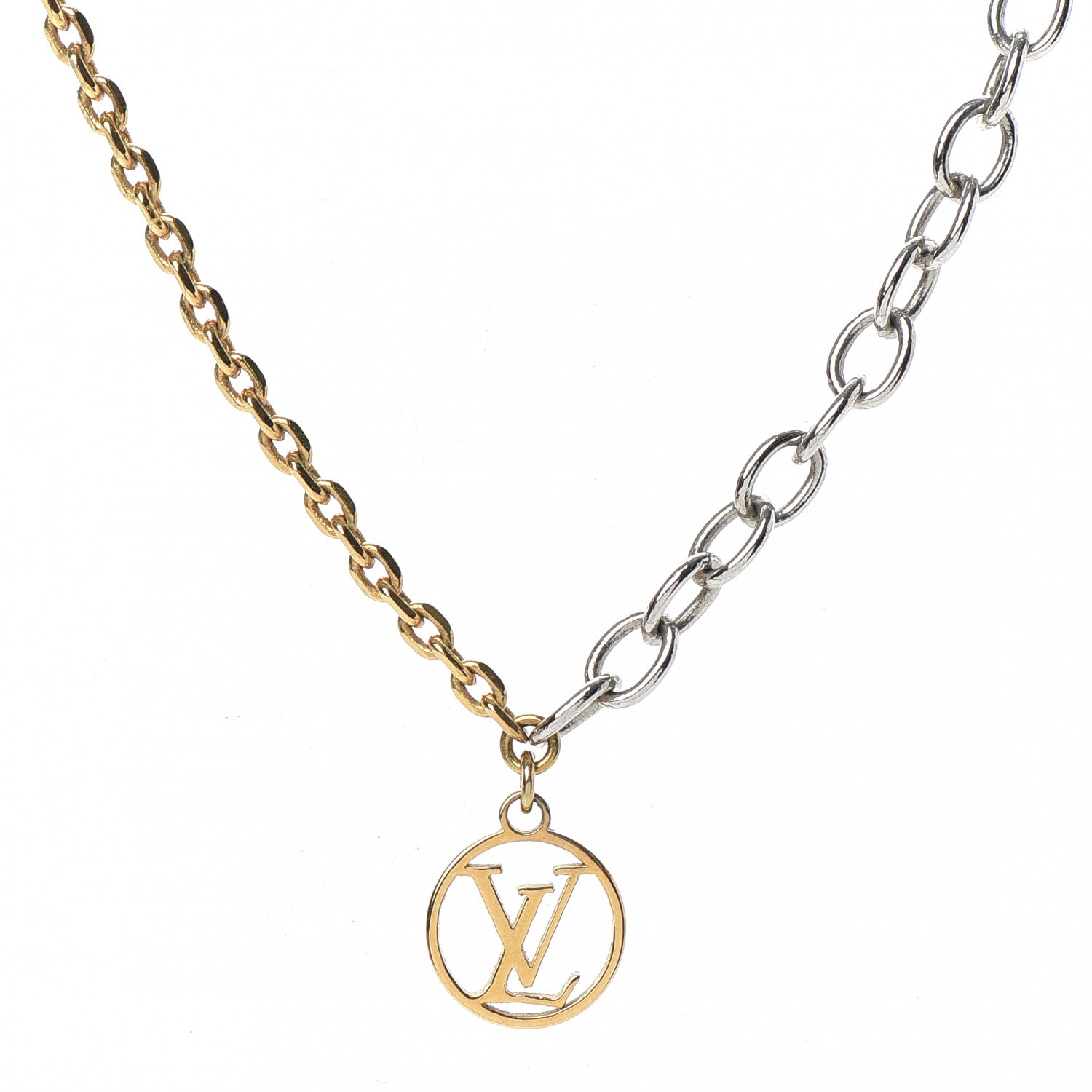 Louis Vuitton Logomania Necklace Silver Gold 4 of 5