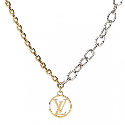 Louis Vuitton Logomania Necklace Silver Gold 4 of 5