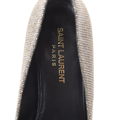 Saint Laurent Metallic Sparkle Fabric Paris Ballet Flat 38 Silver Gold 6 of 7