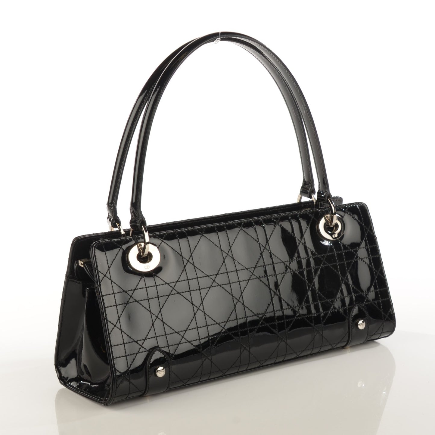 Patent Cannage Stitched East West Lady Dior Black