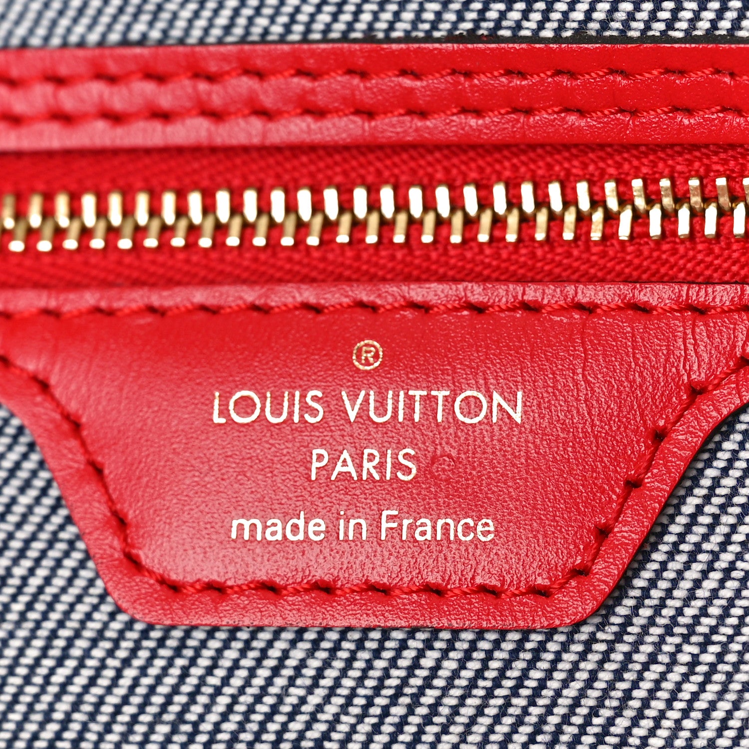 Louis Vuitton Denim Damier Monogram Patchwork Neverfull Blue Rouge 7 of 10