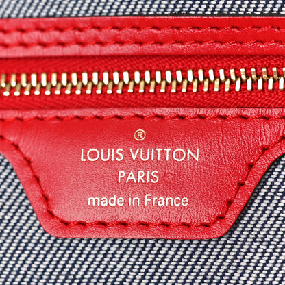 Louis Vuitton Denim Damier Monogram Patchwork Neverfull Blue Rouge 7 of 10