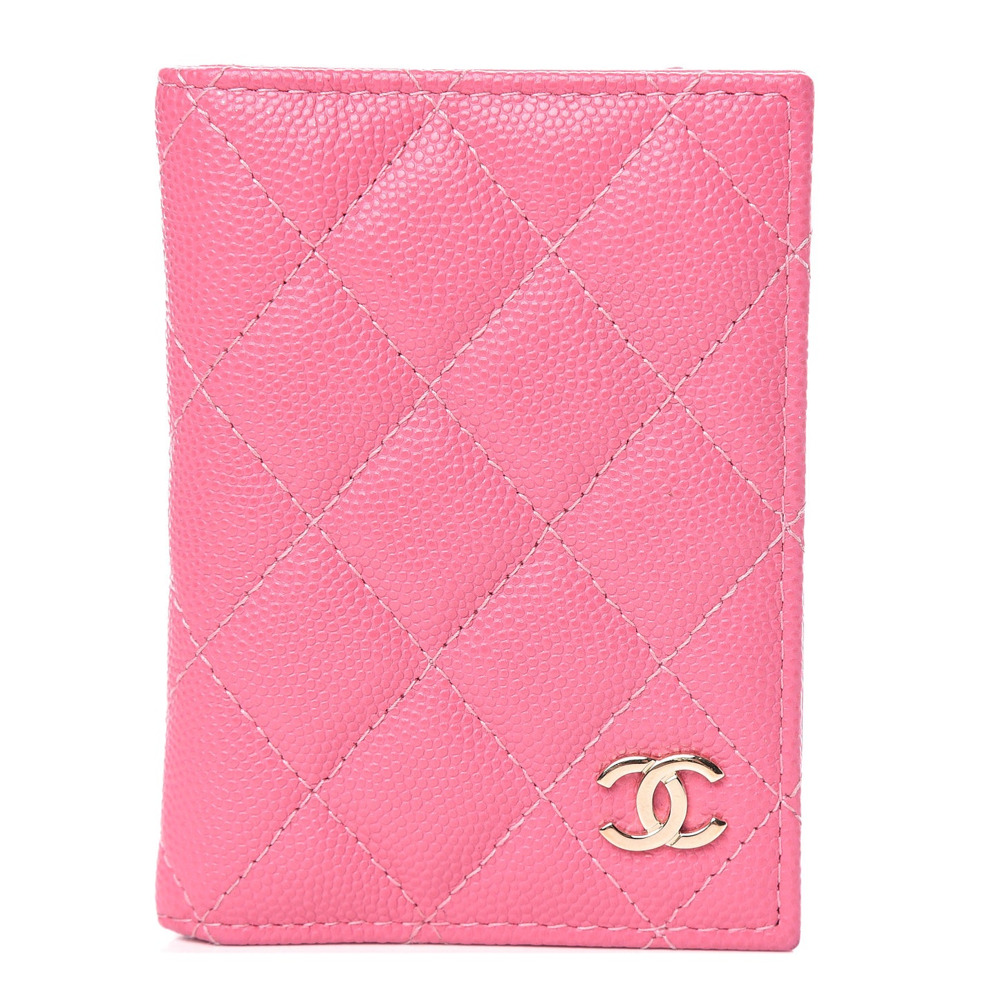 Caviar Quilted Card Holder Wallet Pink