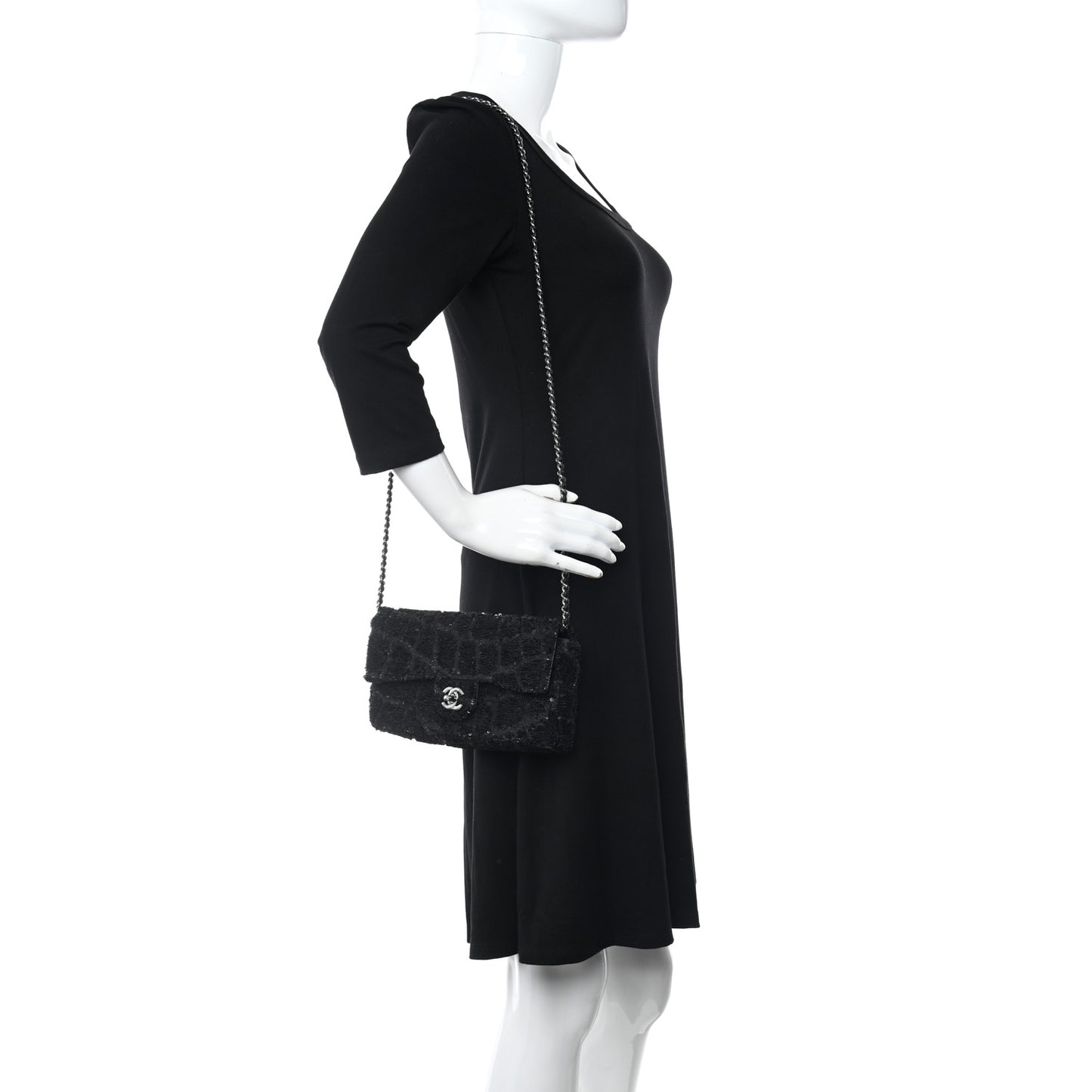 Sequin Single Flap Black