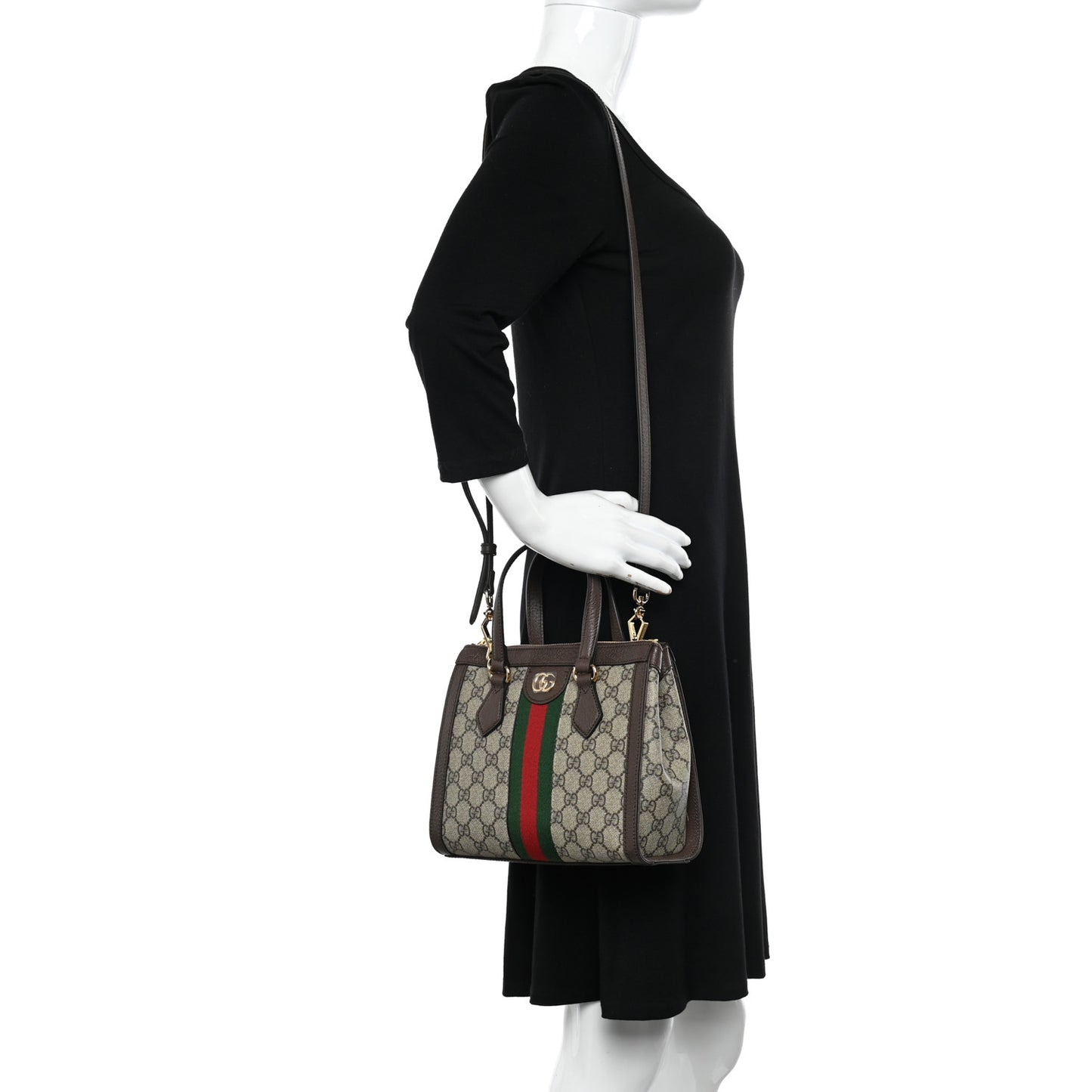 GG Supreme Monogram Small Ophidia Tote Bag Brown