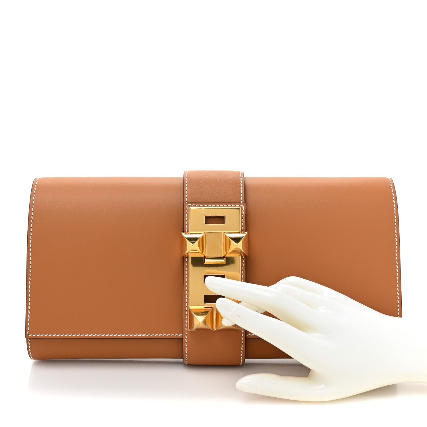 Hermes Vache Natural Medor 29 Clutch 2 of 8