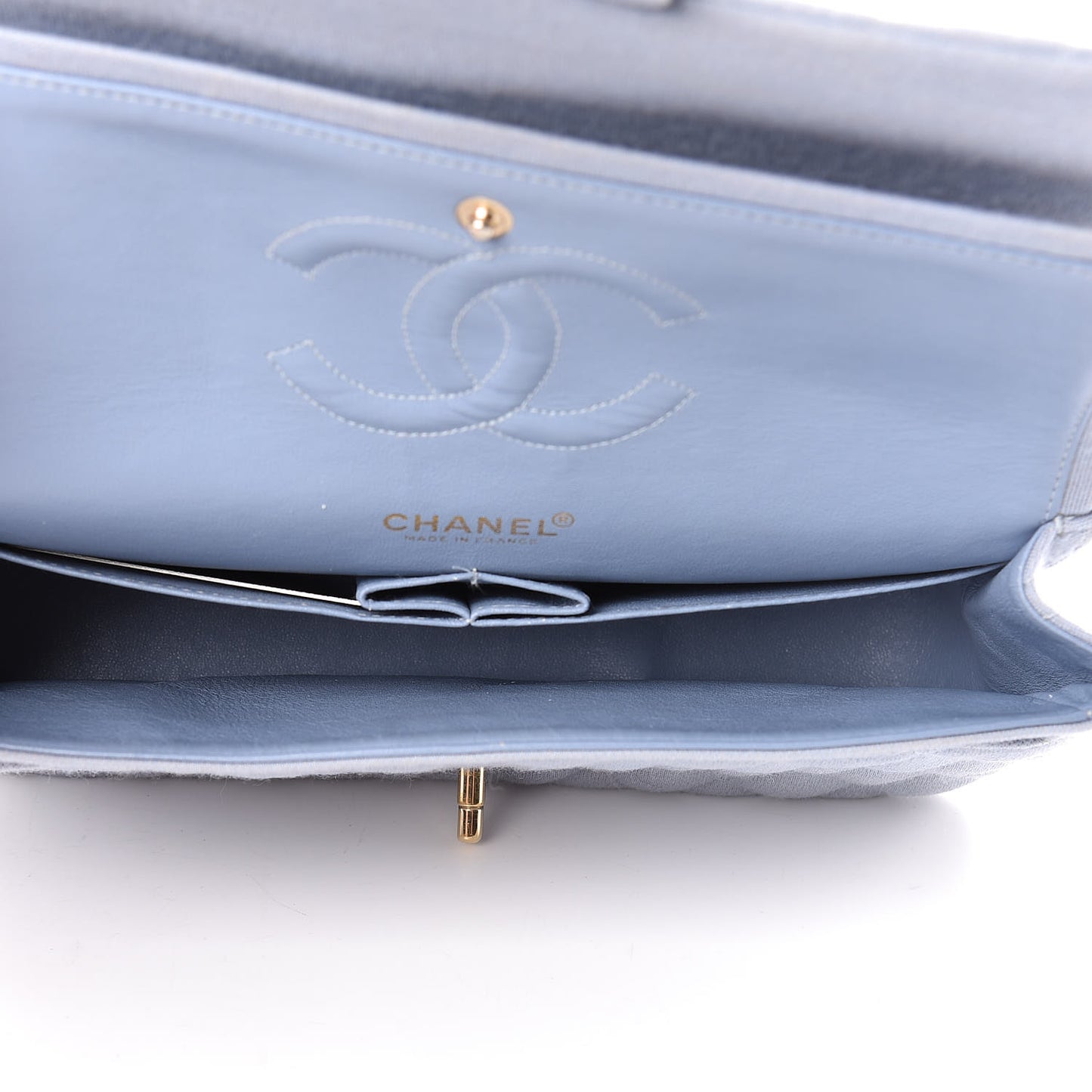 Jersey Quilted Medium Double Flap Light Blue