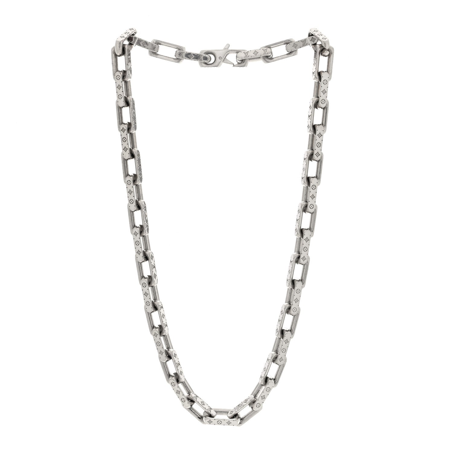 Louis Vuitton Monogram Chain Necklace Silver 3 of 4