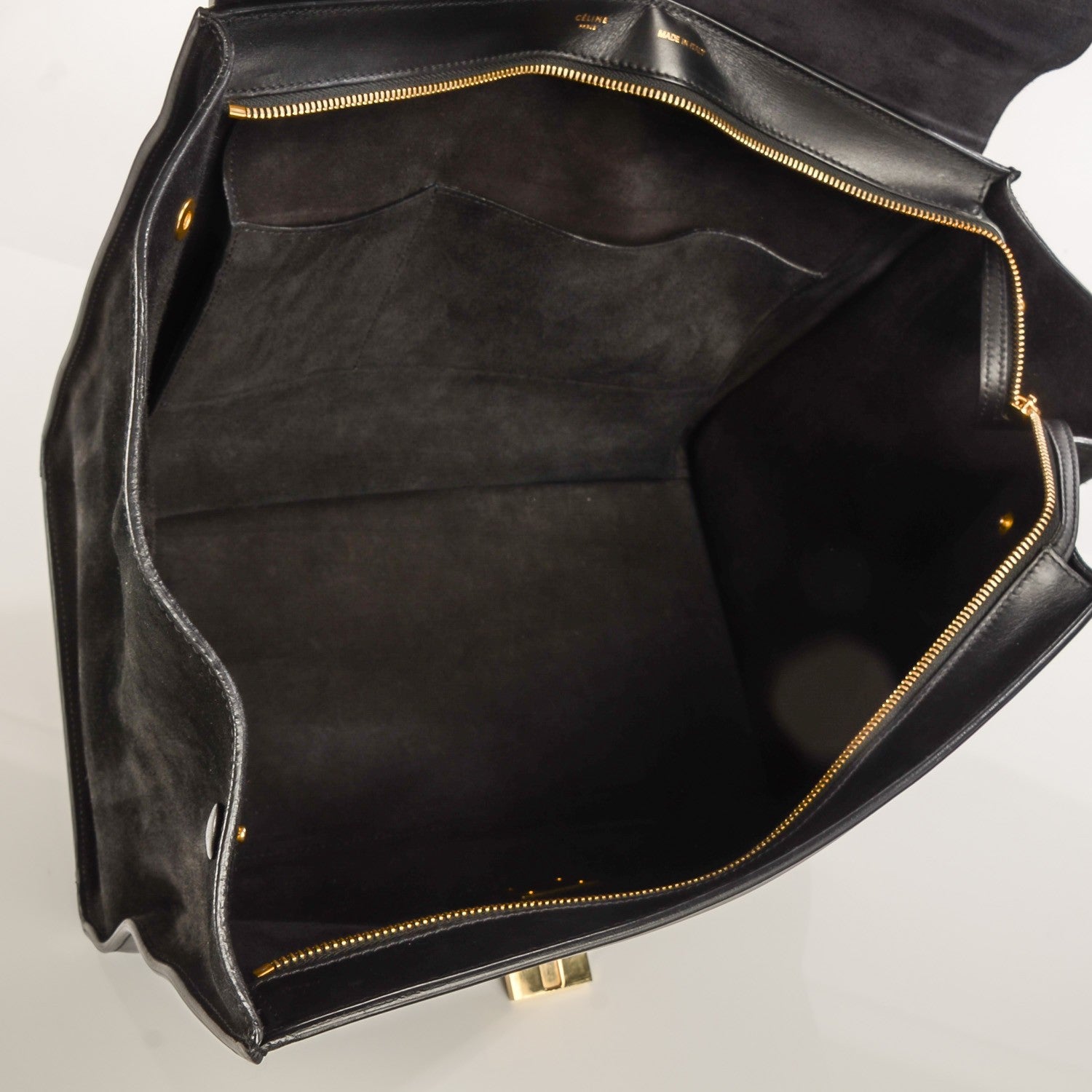 Celine Smooth Calfskin Suede Large Bi-Color Trapeze Black 5 of 8