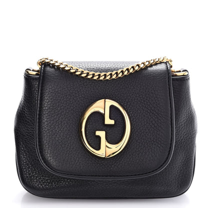 Gucci Pebbled Calfskin Small 1973 Chain Shoulder Bag Black 1 of 7