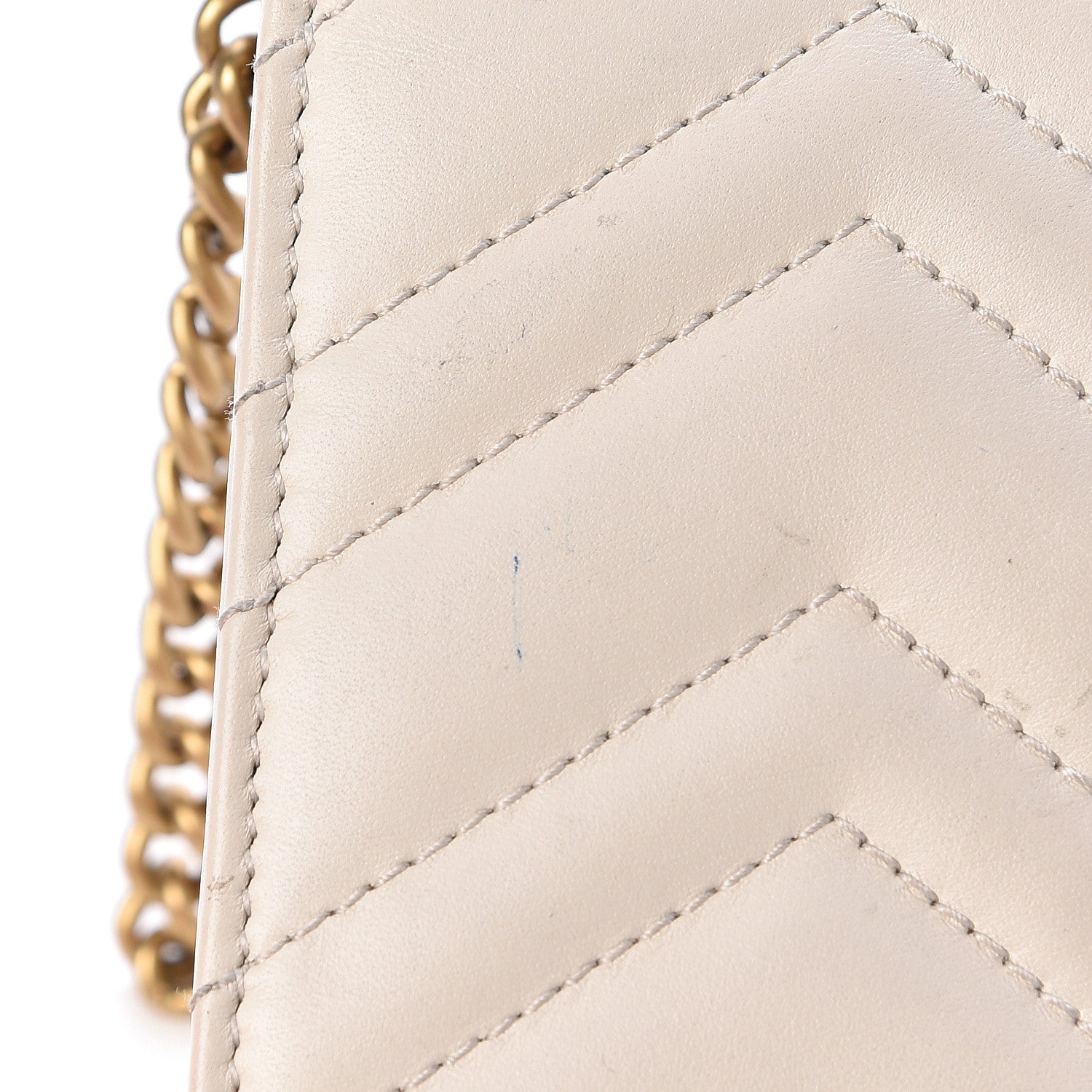 Gucci Calfskin Matelasse GG Marmont Chain Wallet Mystic White 17 of 18