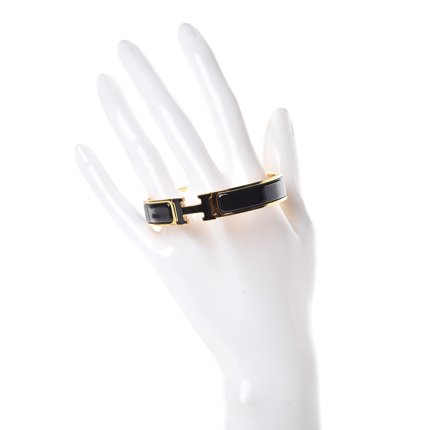 Enamel Narrow Clic Clac H Bracelet GM Black
