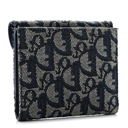 Christian Dior Monogram Compact Saddle Wallet Blue 3 of 10