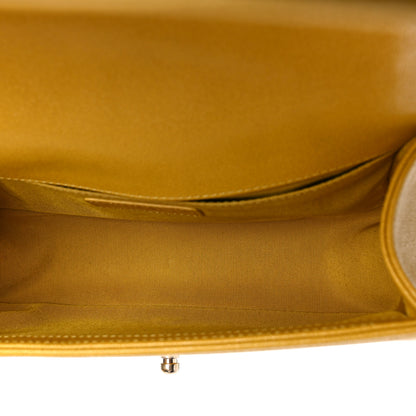 Chanel Caviar Chevron Quilted Medium Boy Flap Yellow 5 of 9