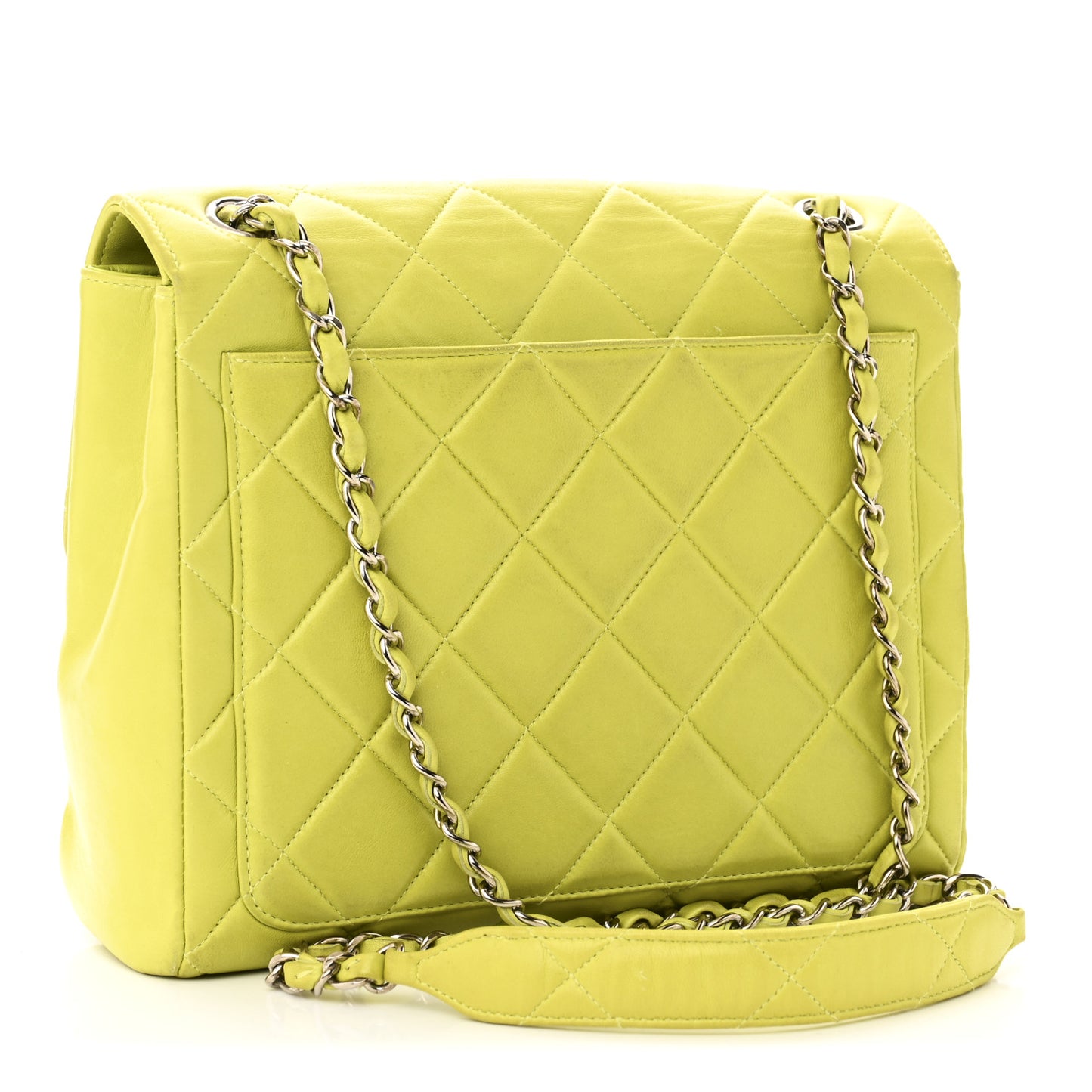 Lambskin Quilted CC Single Flap Green
