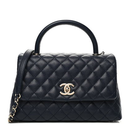 Chanel Caviar Quilted Small Coco Handle Flap Navy 1 of 4