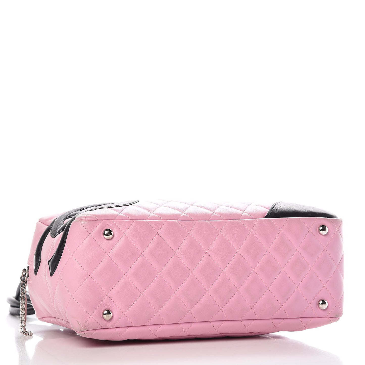 Calfskin Quilted Large Cambon Bowler Pink Black